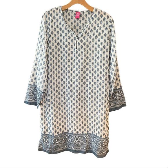 Raj Other - Raj Sz M Gray India Bohemian Midi Side Slits Long Sleeve Swim Cover Tunic